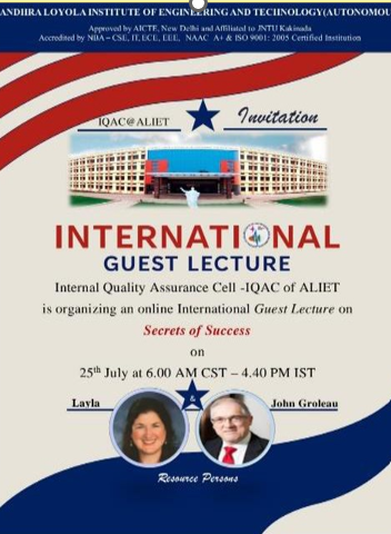 5. IQAC- International Lecture on Secrets of Success - 25th  July 2024