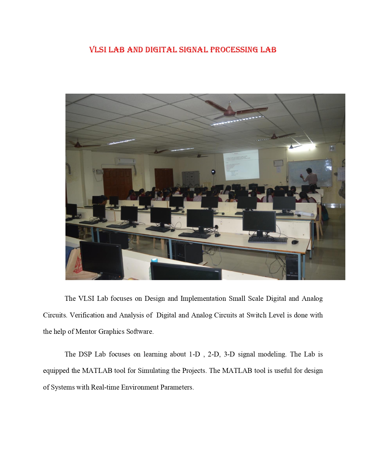 VLSI AND SIGNAL PROCESSING LAB