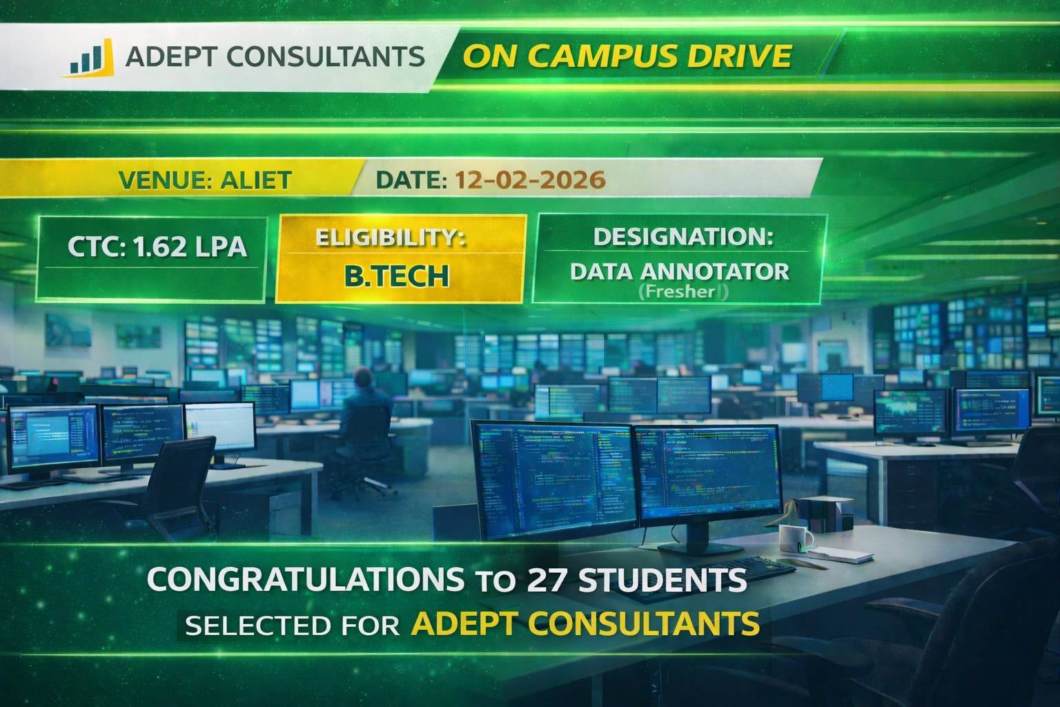 CONGRATULATIONS TO 27 STUDENTS SELECTED FOR ADEPT CONSULTANTS